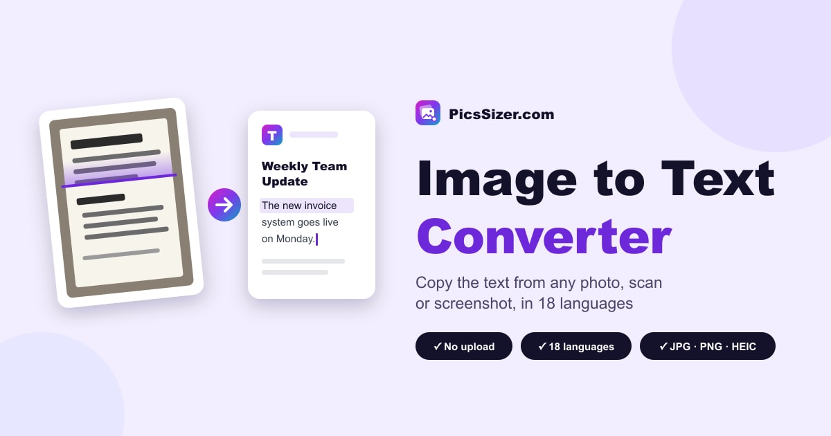 Image to Text Converter: Free OCR, No Upload | PicsSizer