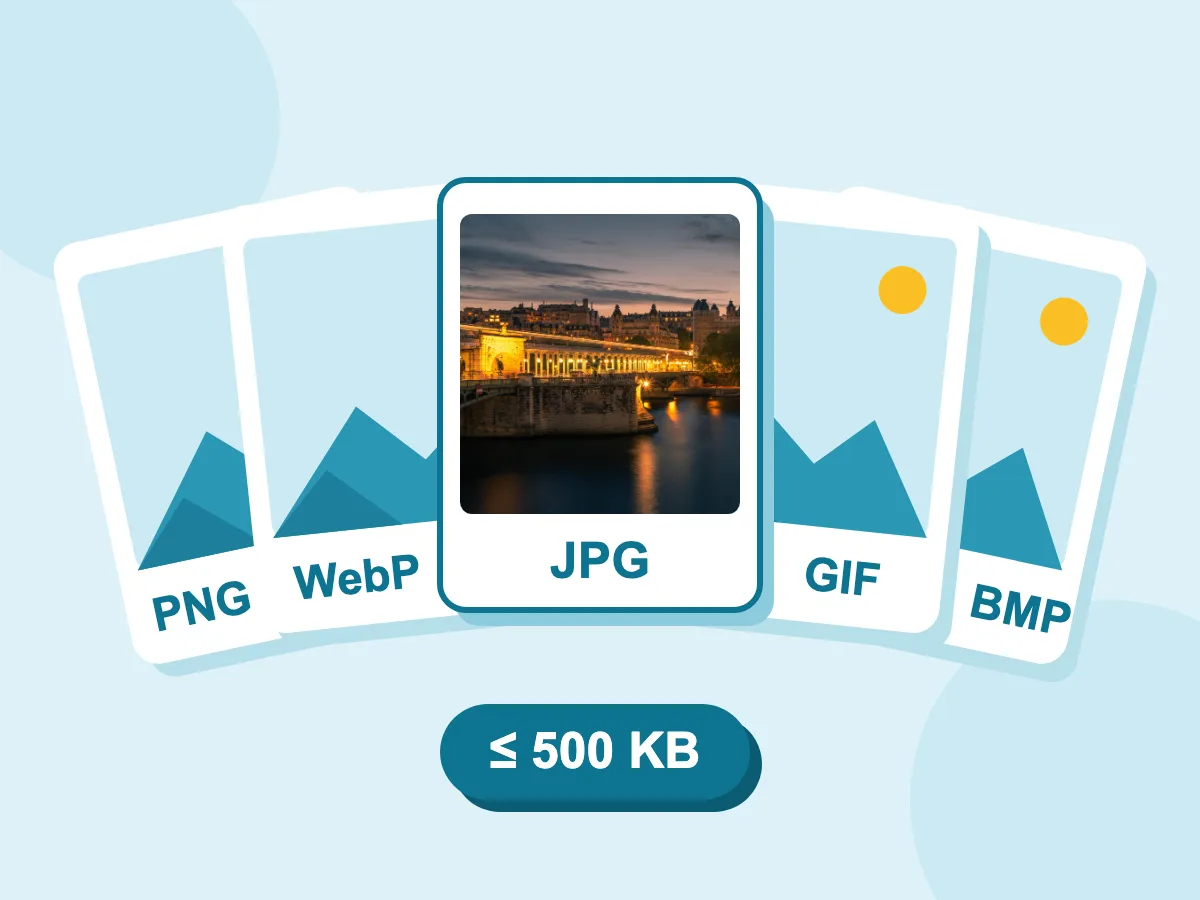 Comprimir imagen a 500KB desde archivos PNG, WebP, JPG, GIF o BMP, con la foto nocturna del puente guardada como JPG